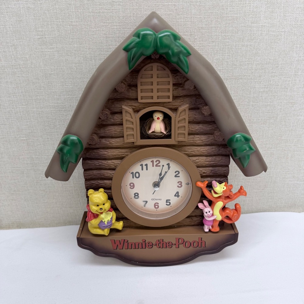 Disney Winnie the Pooh Cuckoo Style Wall Clock Tigger Piglet Log Cabin Nursery